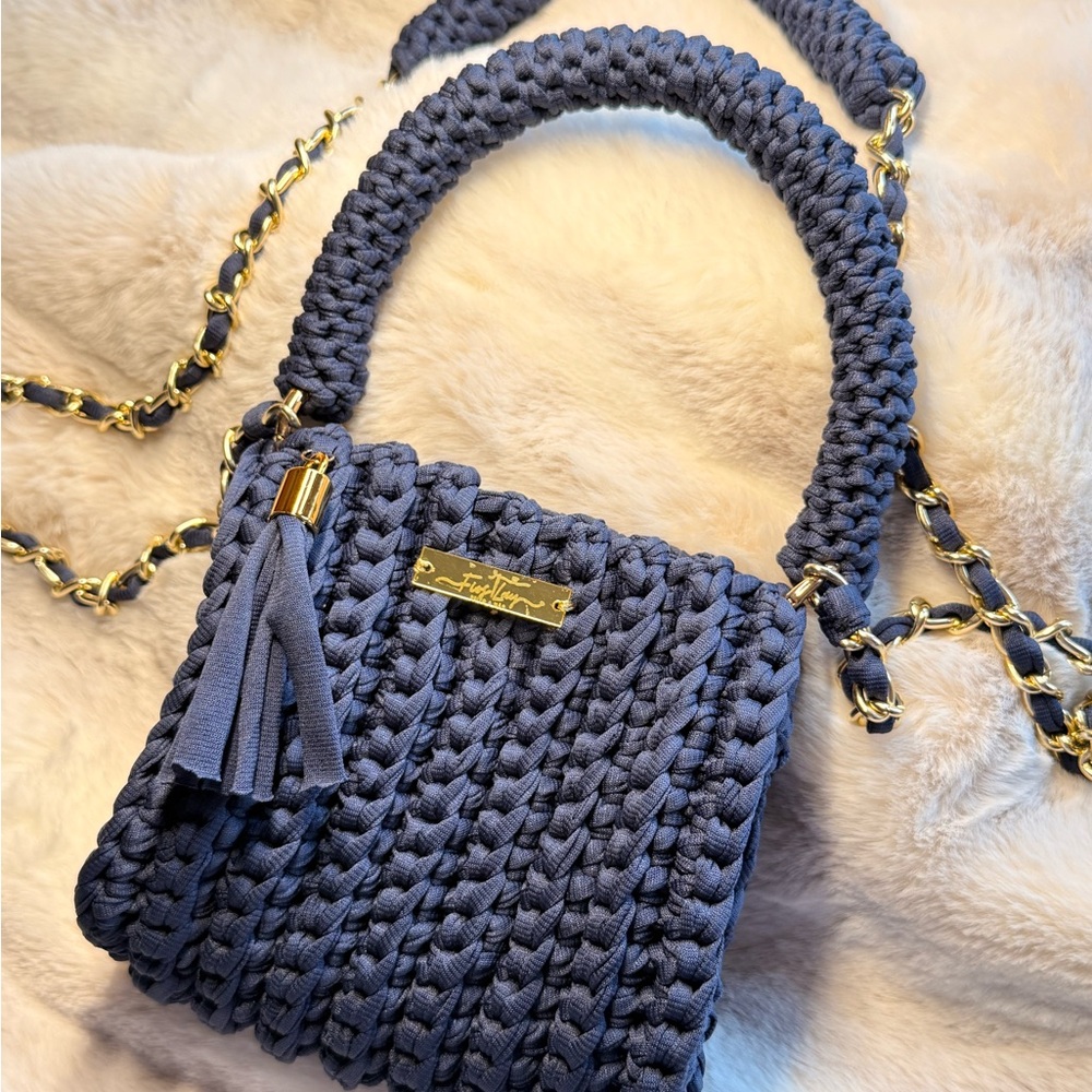 Stylish Blue Handwoven Bag
